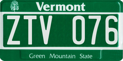 VT license plate ZTV076