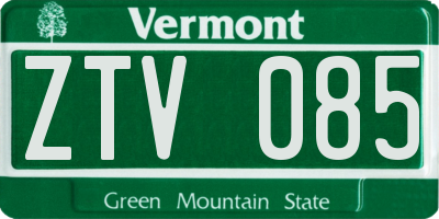 VT license plate ZTV085