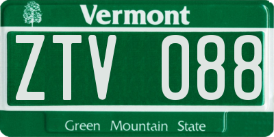 VT license plate ZTV088