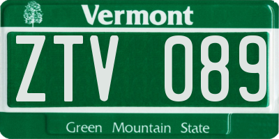 VT license plate ZTV089