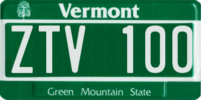 VT license plate ZTV100