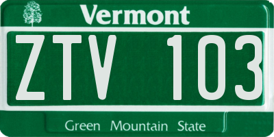 VT license plate ZTV103