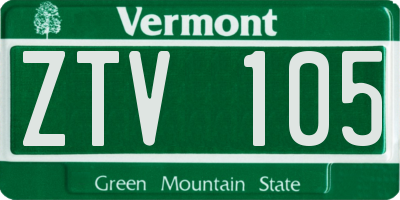 VT license plate ZTV105
