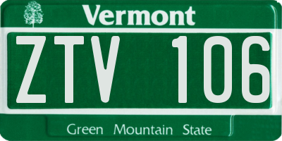 VT license plate ZTV106