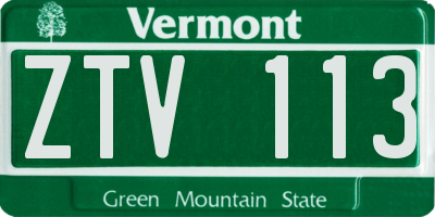 VT license plate ZTV113