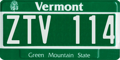 VT license plate ZTV114