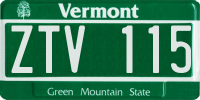 VT license plate ZTV115