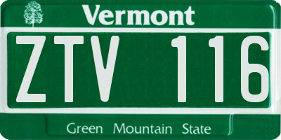 VT license plate ZTV116
