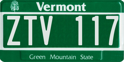 VT license plate ZTV117