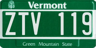 VT license plate ZTV119