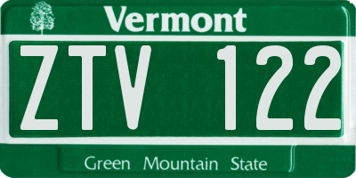 VT license plate ZTV122