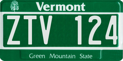 VT license plate ZTV124