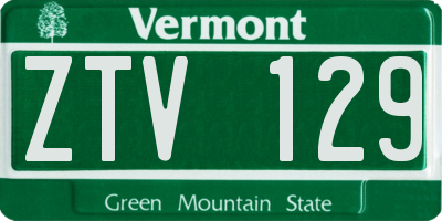 VT license plate ZTV129