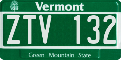 VT license plate ZTV132