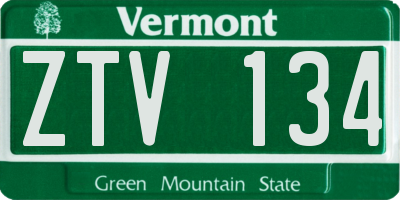 VT license plate ZTV134