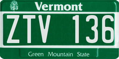 VT license plate ZTV136