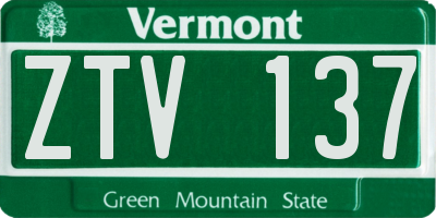 VT license plate ZTV137