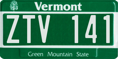 VT license plate ZTV141