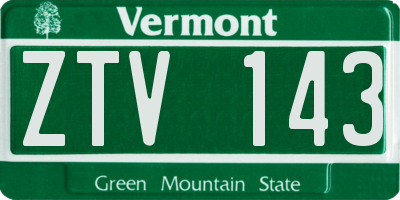 VT license plate ZTV143