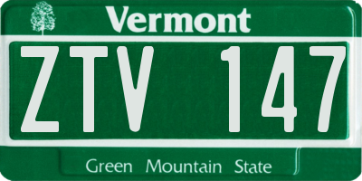 VT license plate ZTV147