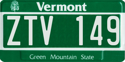 VT license plate ZTV149