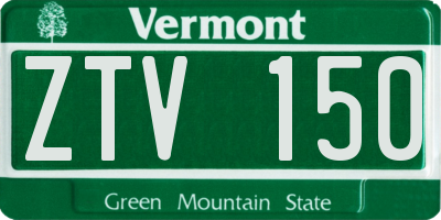 VT license plate ZTV150