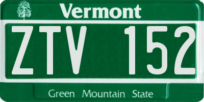 VT license plate ZTV152