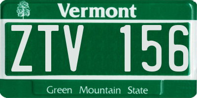 VT license plate ZTV156