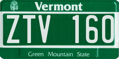 VT license plate ZTV160