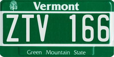 VT license plate ZTV166
