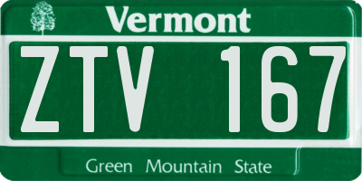 VT license plate ZTV167