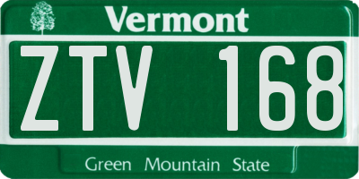 VT license plate ZTV168