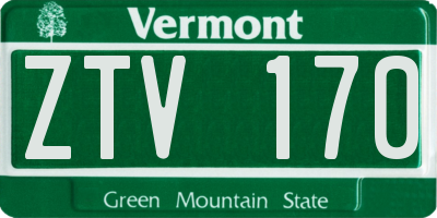 VT license plate ZTV170