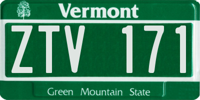 VT license plate ZTV171