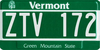 VT license plate ZTV172