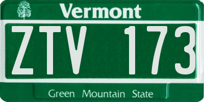 VT license plate ZTV173