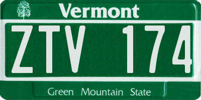 VT license plate ZTV174