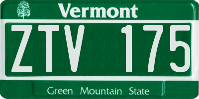 VT license plate ZTV175