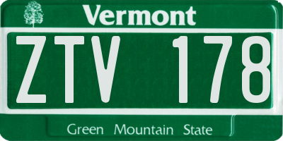 VT license plate ZTV178