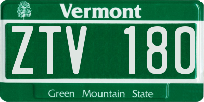 VT license plate ZTV180