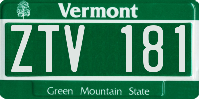 VT license plate ZTV181