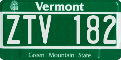 VT license plate ZTV182