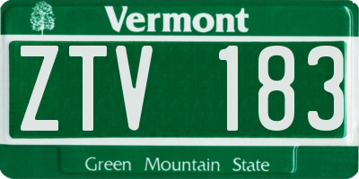 VT license plate ZTV183