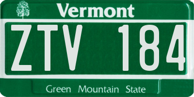 VT license plate ZTV184