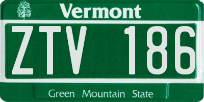 VT license plate ZTV186