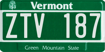 VT license plate ZTV187