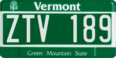 VT license plate ZTV189