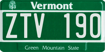 VT license plate ZTV190