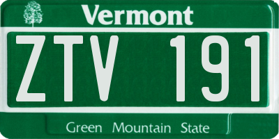 VT license plate ZTV191