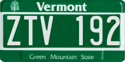 VT license plate ZTV192